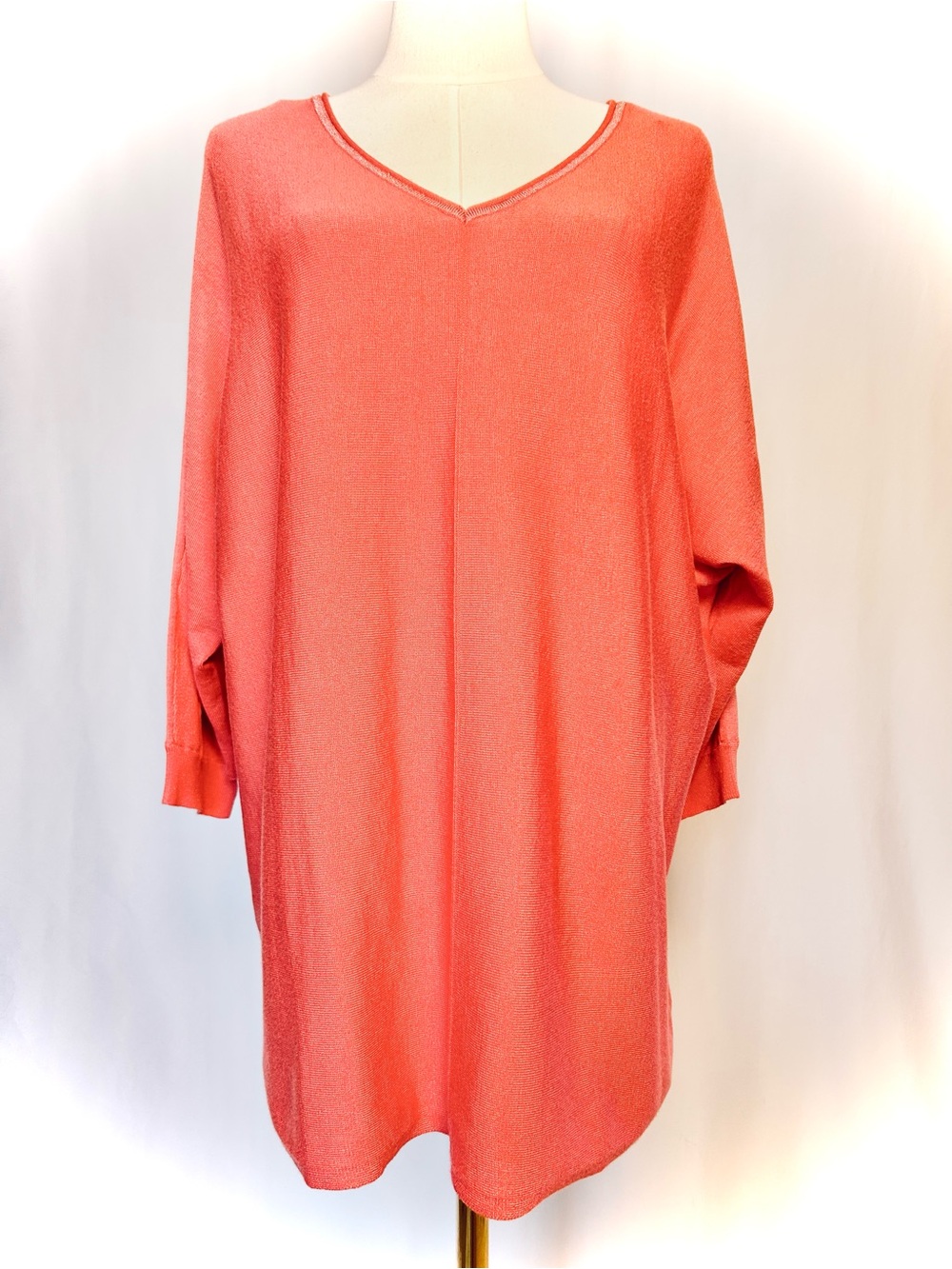 CJ Banks NWT Coral Metallic Trim V-Neck Tunic Top Plus 1X 16W/18W